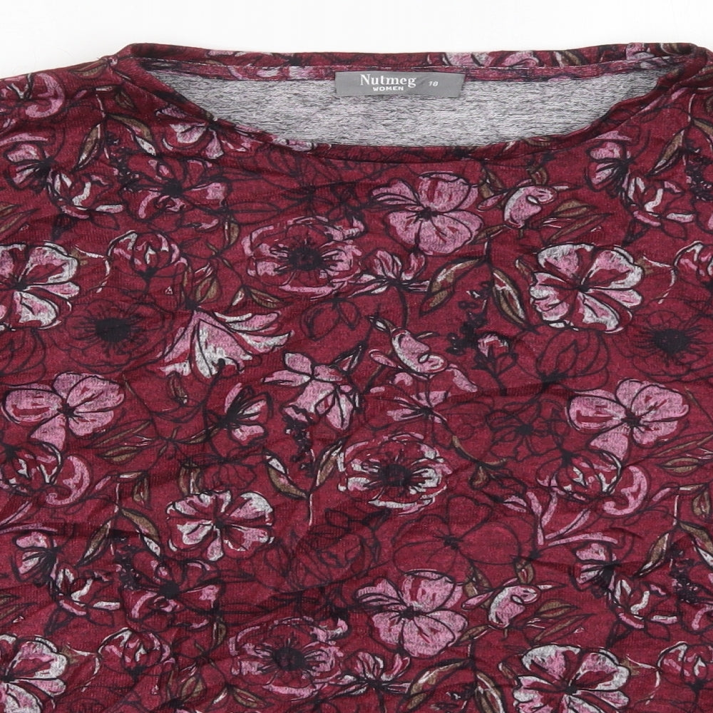 Nutmeg Womens Pink Floral  Basic T-Shirt Size 18