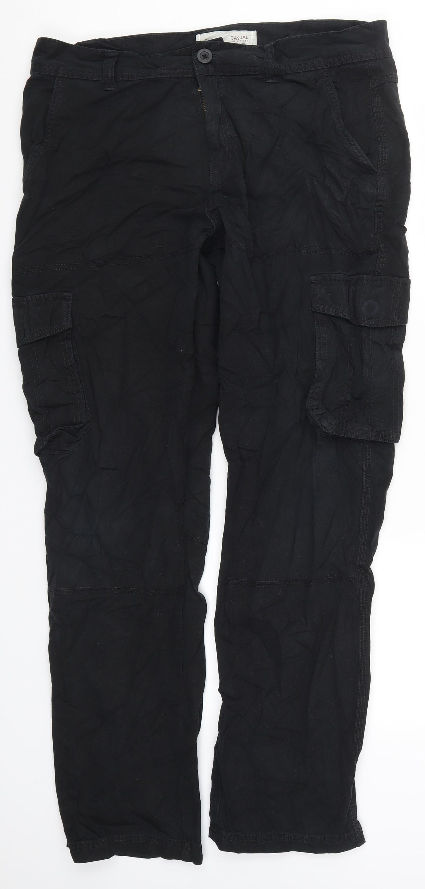 George Mens Black   Cargo Trousers Size 36 L34 in