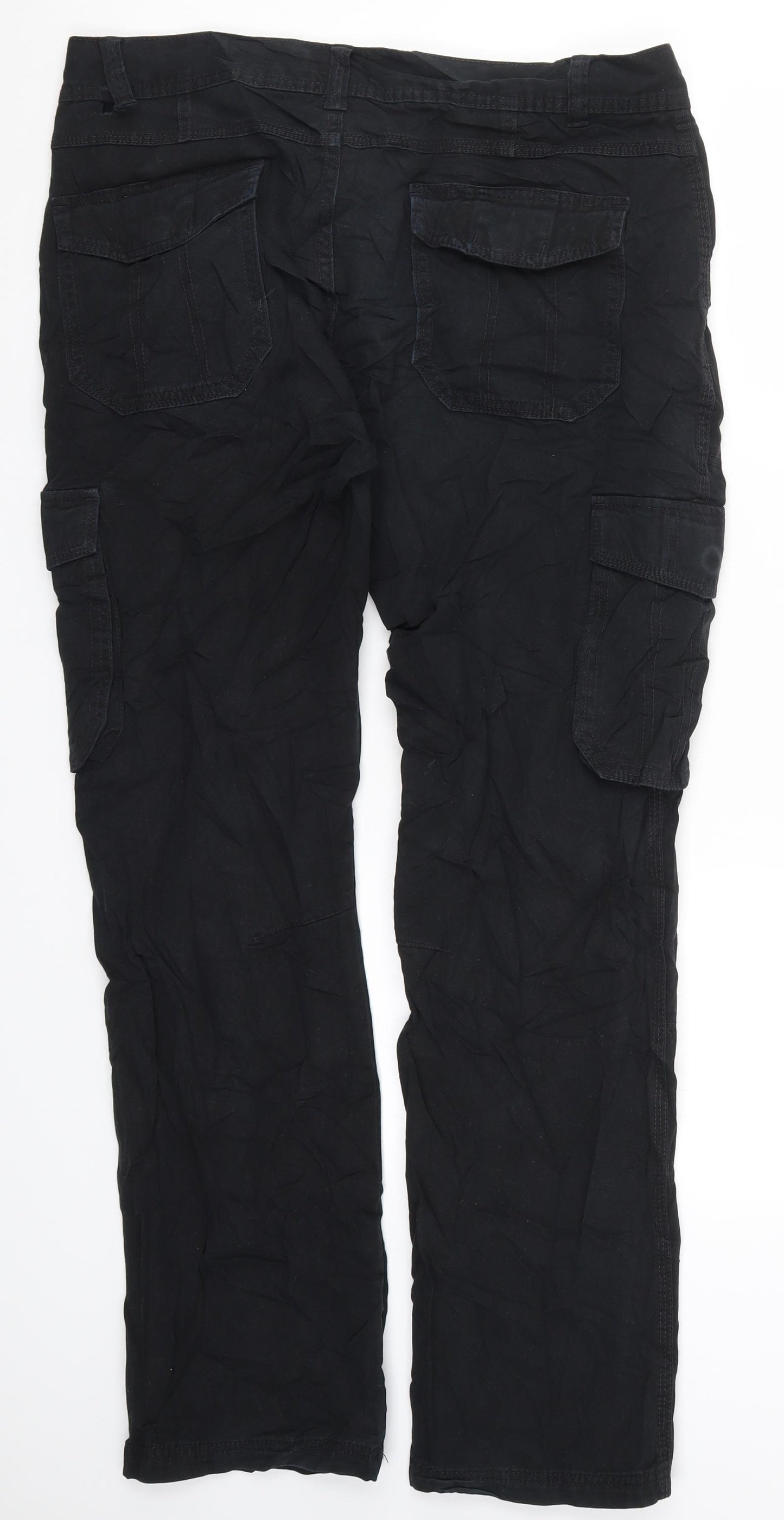 George Mens Black   Cargo Trousers Size 36 L34 in