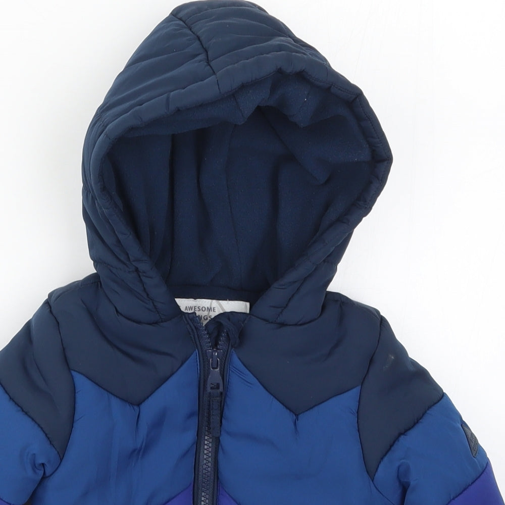 Mothercare Boys Blue Striped  Basic Coat Coat Size 12-18 Months