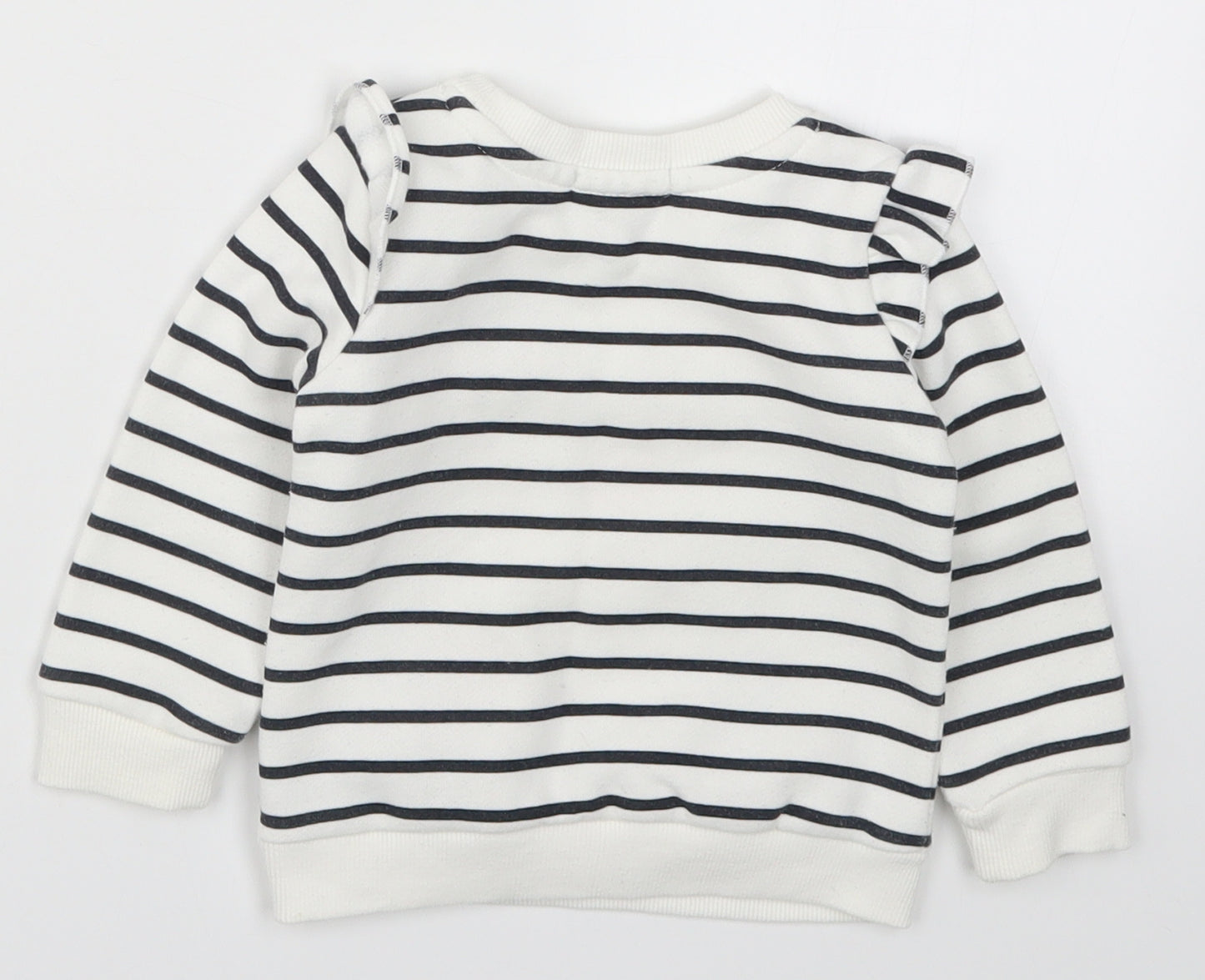 Primark Girls White Striped  Basic T-Shirt Size 9-12 Months  - Love Hearts