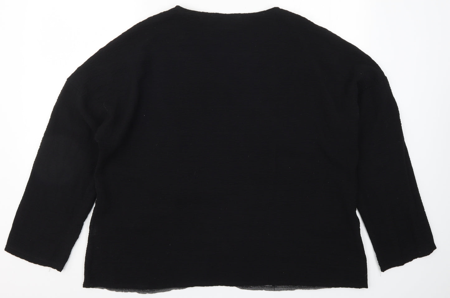 Fat Pour Vous Womens Black   Basic T-Shirt Size L  - Leaf Pattern