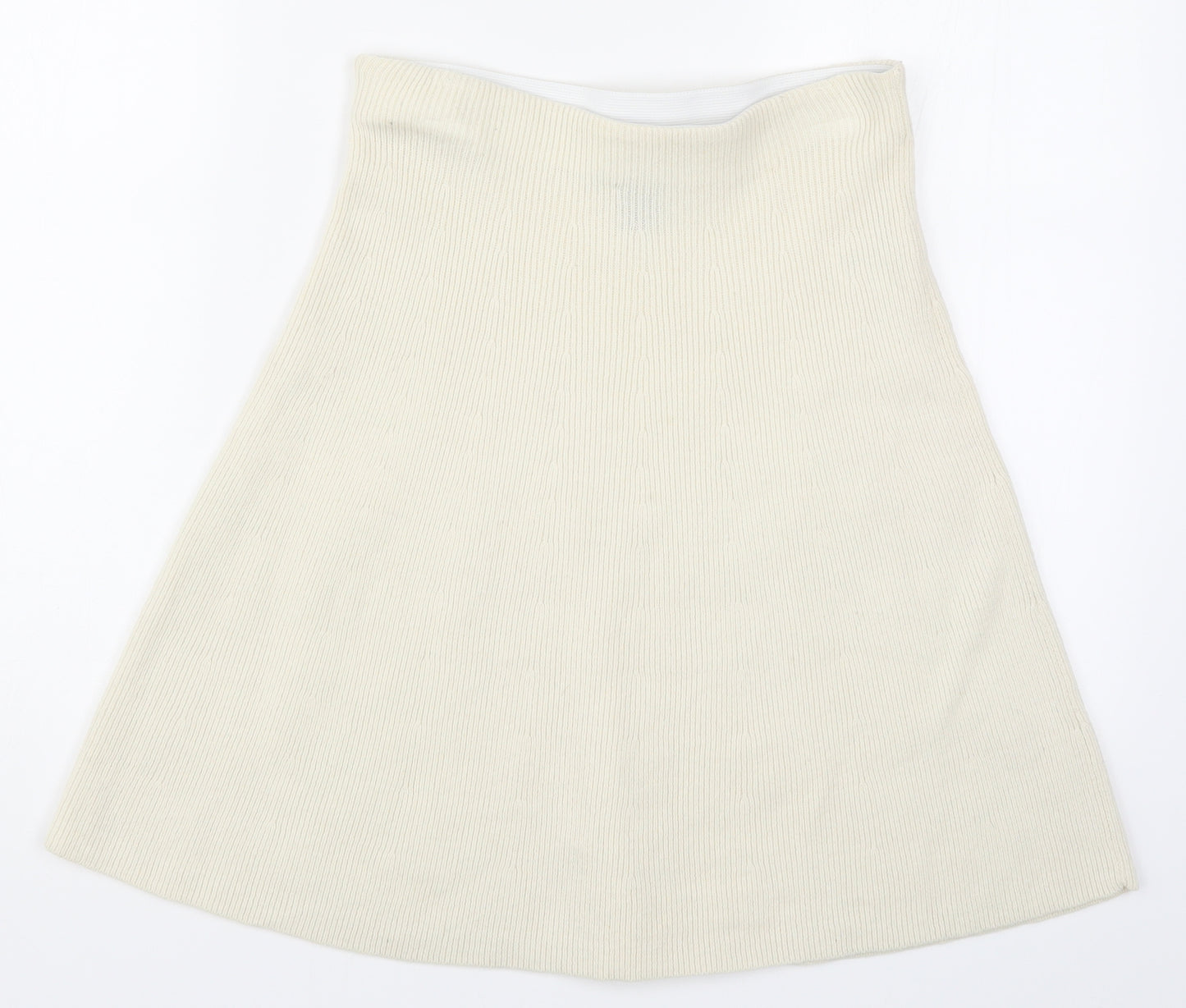 Adrienne Vittadini Womens Beige  Knit A-Line Skirt Size S