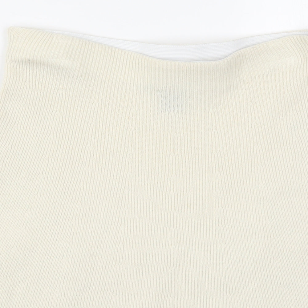 Adrienne Vittadini Womens Beige  Knit A-Line Skirt Size S