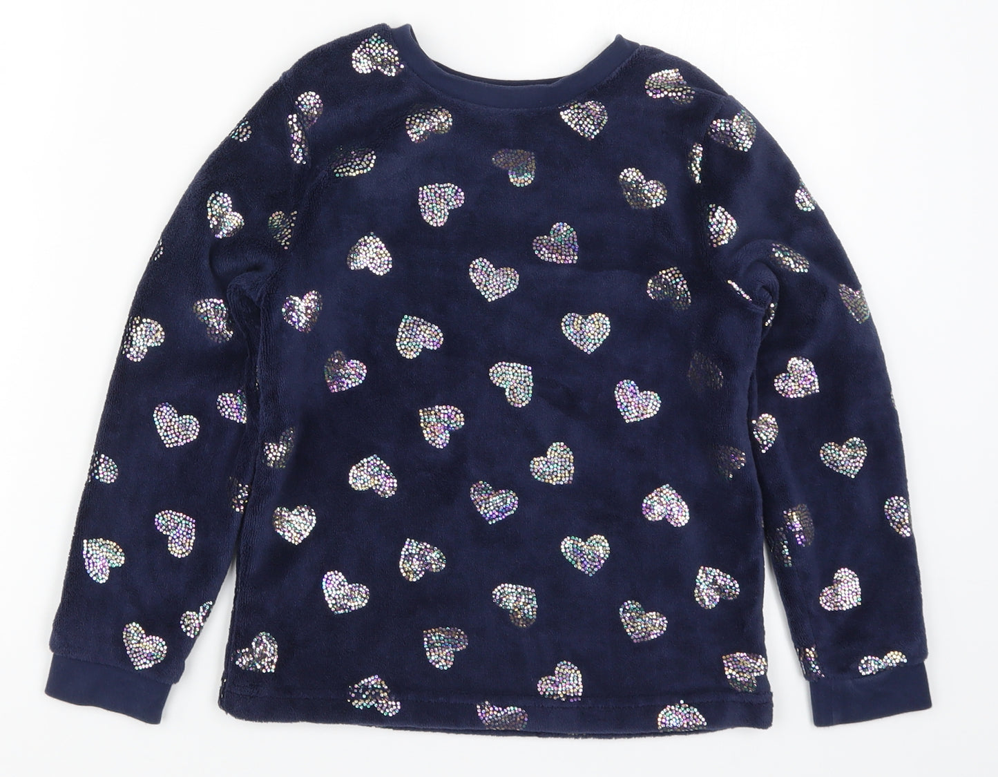 George Girls Blue Solid  Top Pyjama Top Size 8-9 Years  - Love Hearts