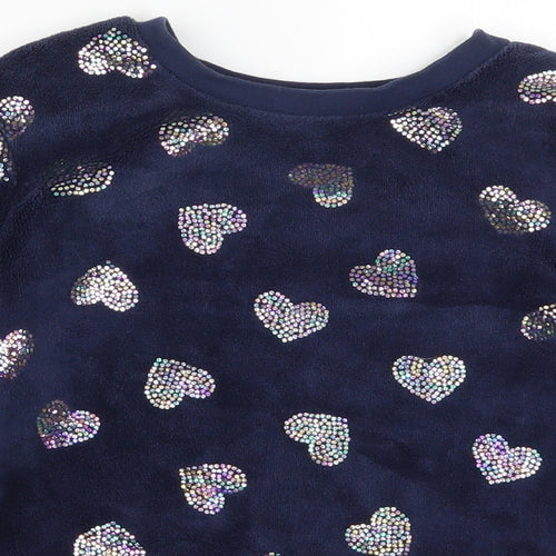 George Girls Blue Solid  Top Pyjama Top Size 8-9 Years  - Love Hearts