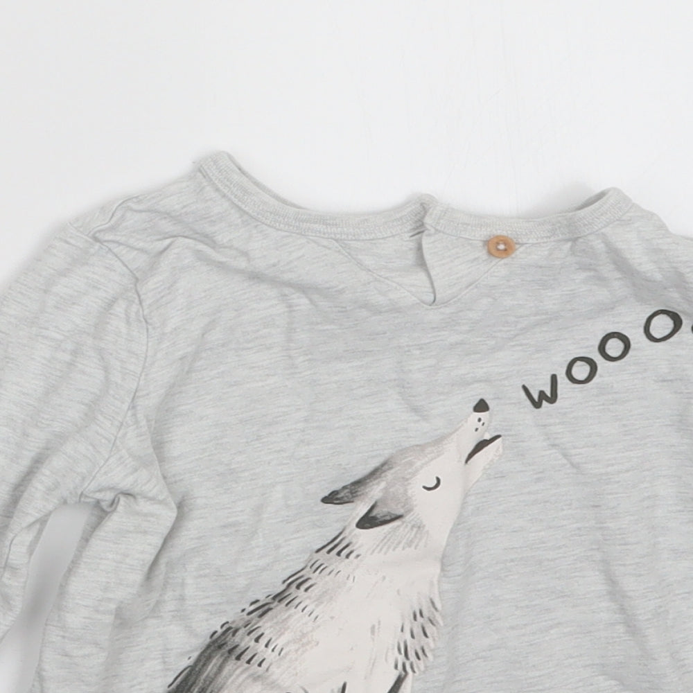 TU Boys Grey   Basic T-Shirt Size 3-4 Years  - Wolf