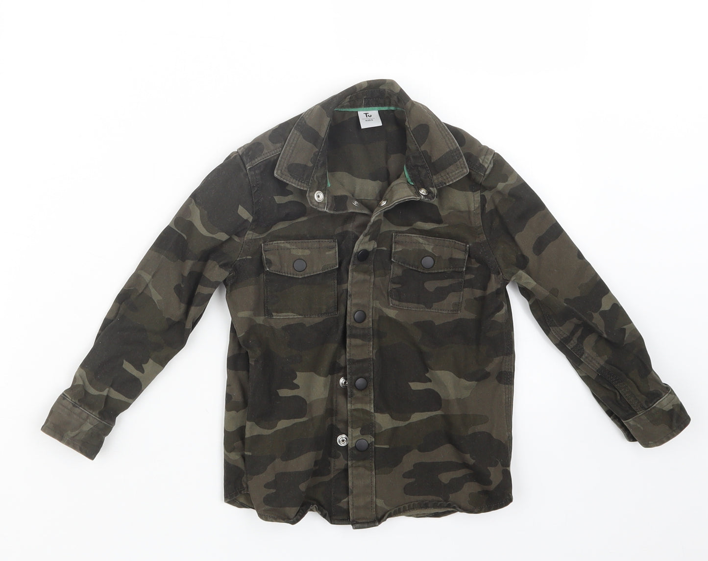 TU Boys Green Camouflage  Basic Button-Up Size 3 Years