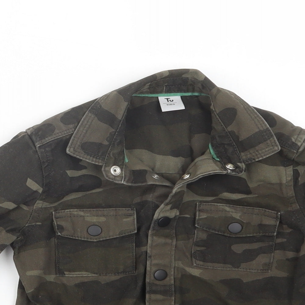 TU Boys Green Camouflage  Basic Button-Up Size 3 Years