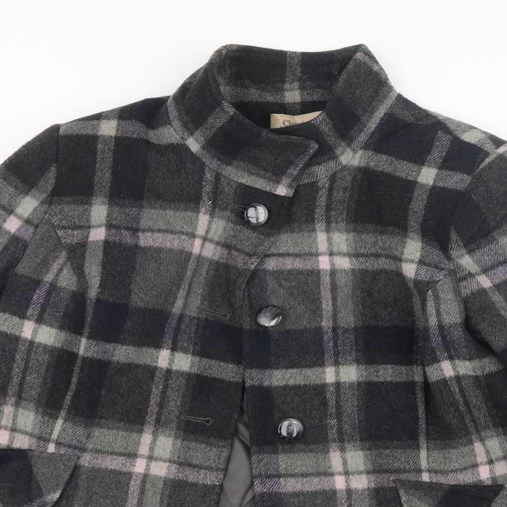 Marks and Spencer Womens Black Check  Jacket Coat Size 18