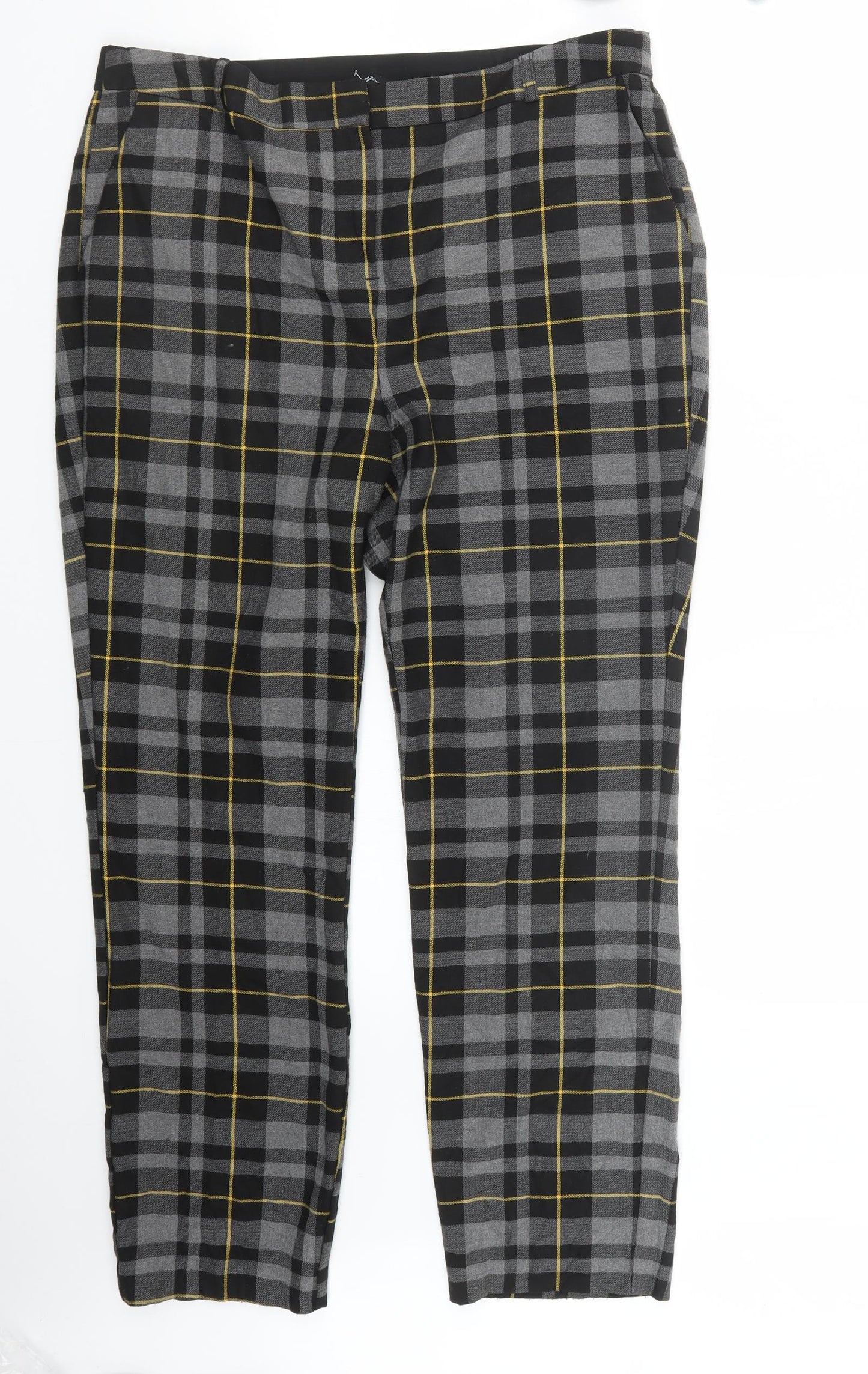 Capsule Womens Grey Check  Trousers  Size 16 L28 in