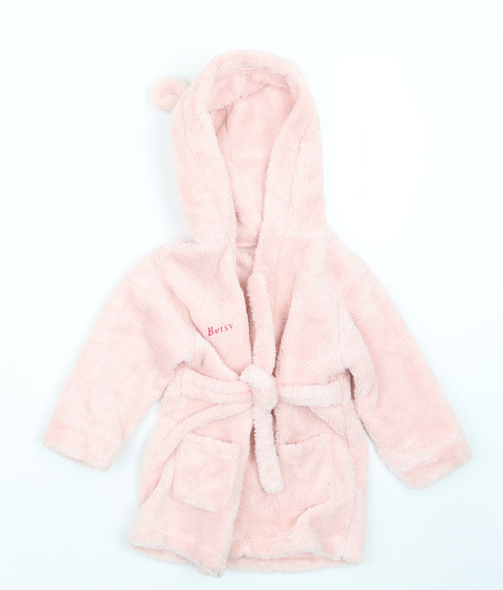 Preworn Girls Pink Gingham Babydoll Robe Size 12-18 Months