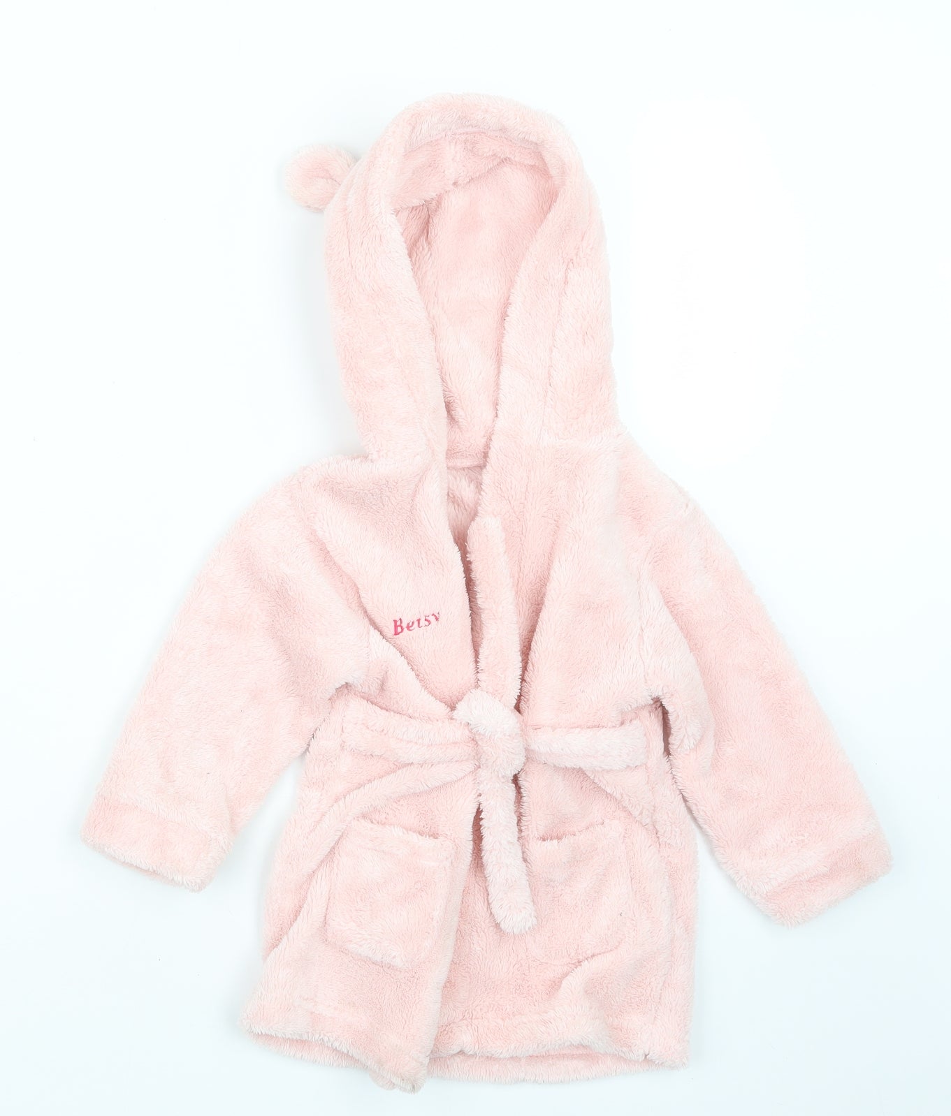 Preworn Girls Pink Gingham  Babydoll Robe Size 12-18 Months