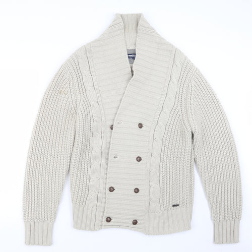 Lambretta Mens Beige  Knit Cardigan Jumper Size L