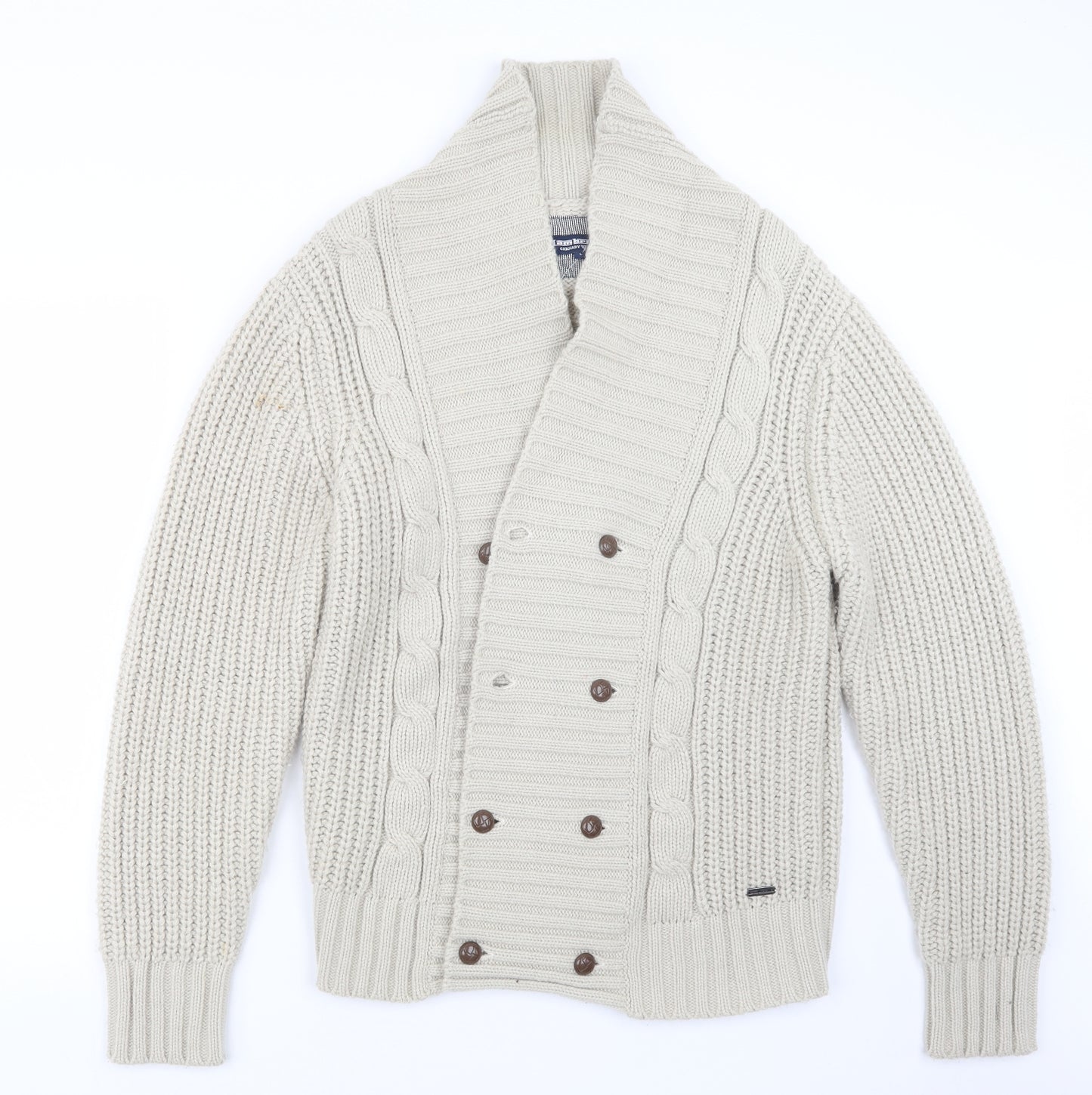 Lambretta Mens Beige  Knit Cardigan Jumper Size L