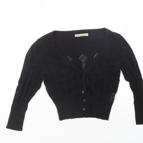 ICHI Womens Black  Knit Cape Jumper Size XS