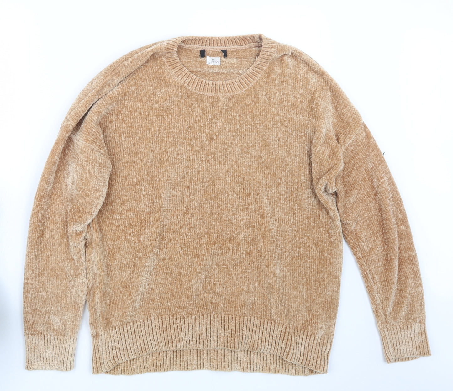 Preworn Womens Beige  Velour Pullover Jumper Size XL