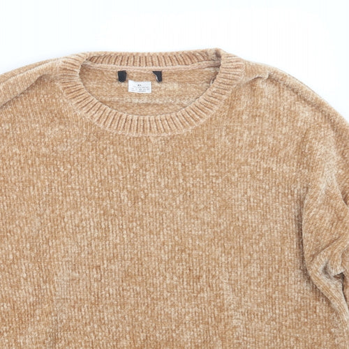 Preworn Womens Beige  Velour Pullover Jumper Size XL