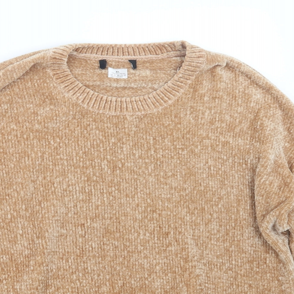 Preworn Womens Beige  Velour Pullover Jumper Size XL
