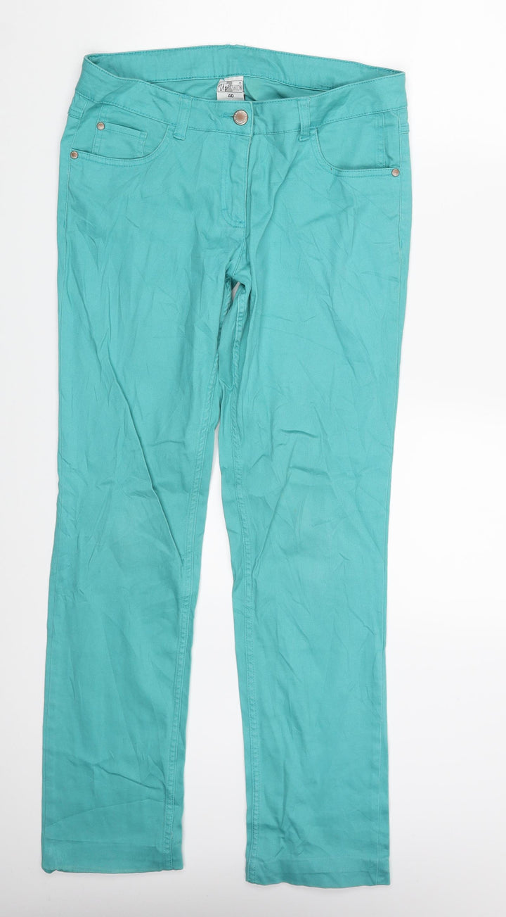 Up Fashion Womens Green Denim Skinny Jeans Size 12 L30 in
