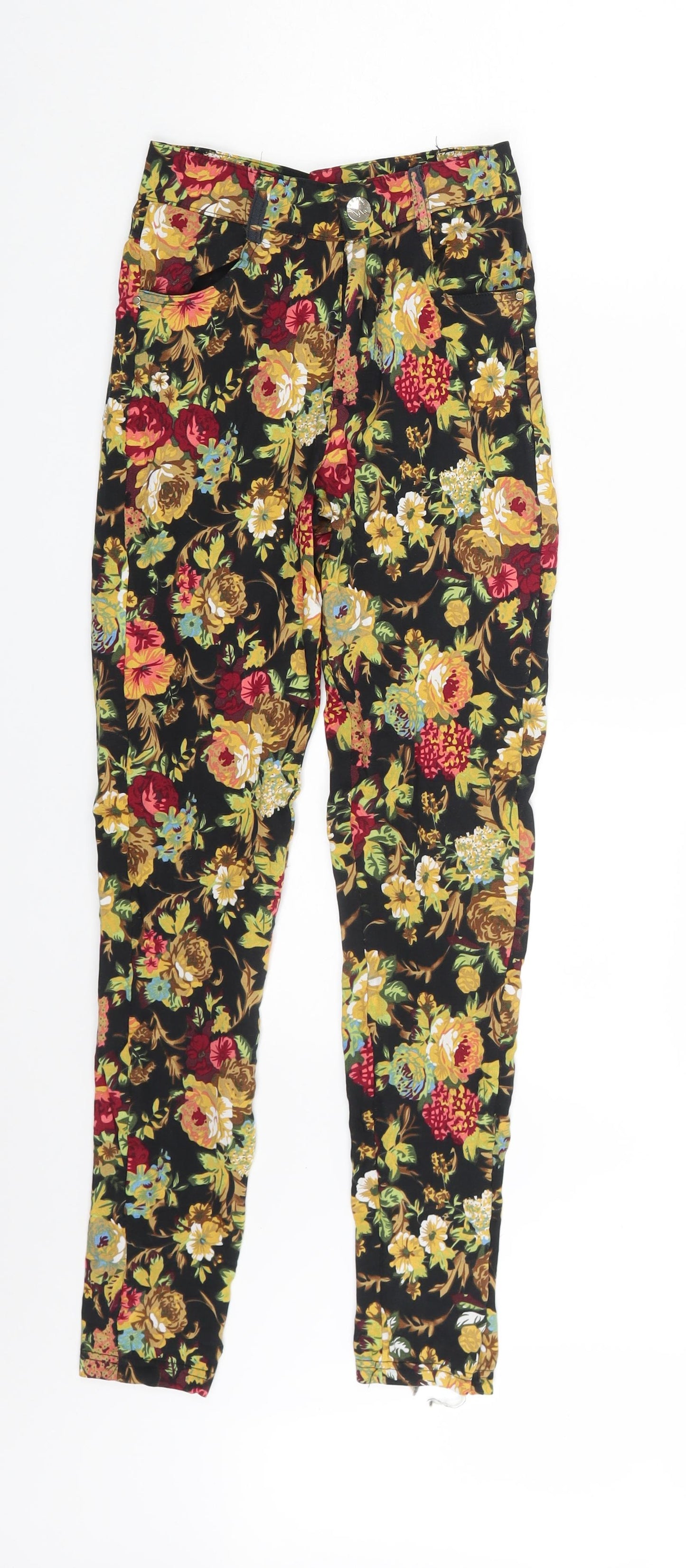 Black & Fish Womens Multicoloured Floral Denim Skinny Jeans Size S L26 in