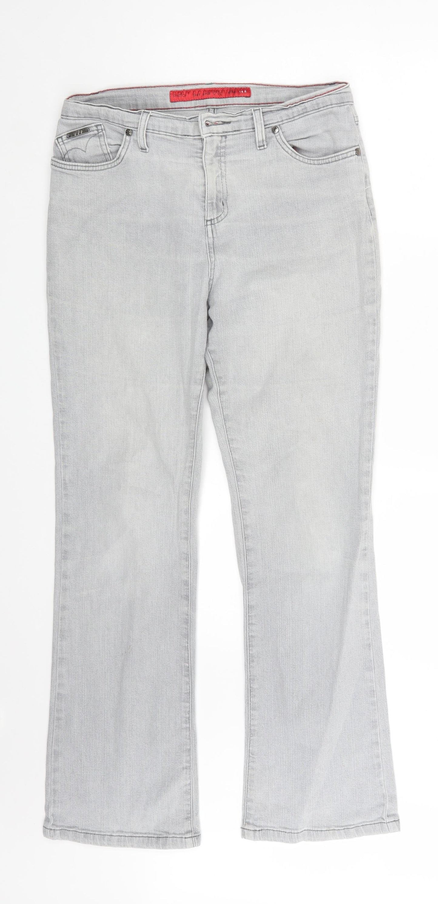 Per Una Womens Grey  Denim Bootcut Jeans Size 14 L29 in