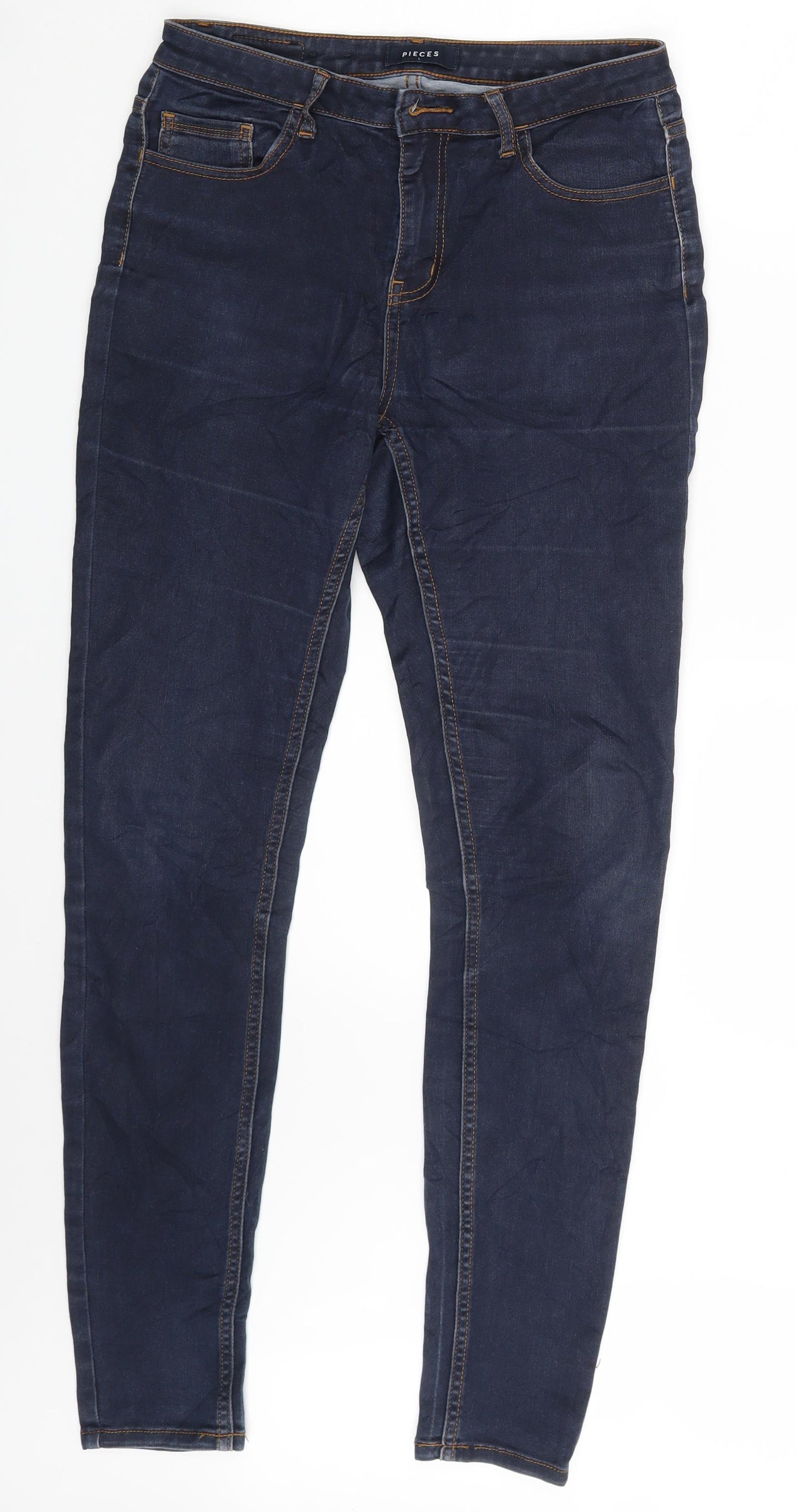 Pieces Womens Blue  Denim Skinny Jeans Size L L30 in