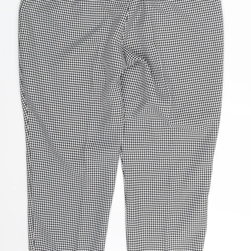 BASSINI Womens Black Houndstooth  Chino Trousers Size 16 L27 in