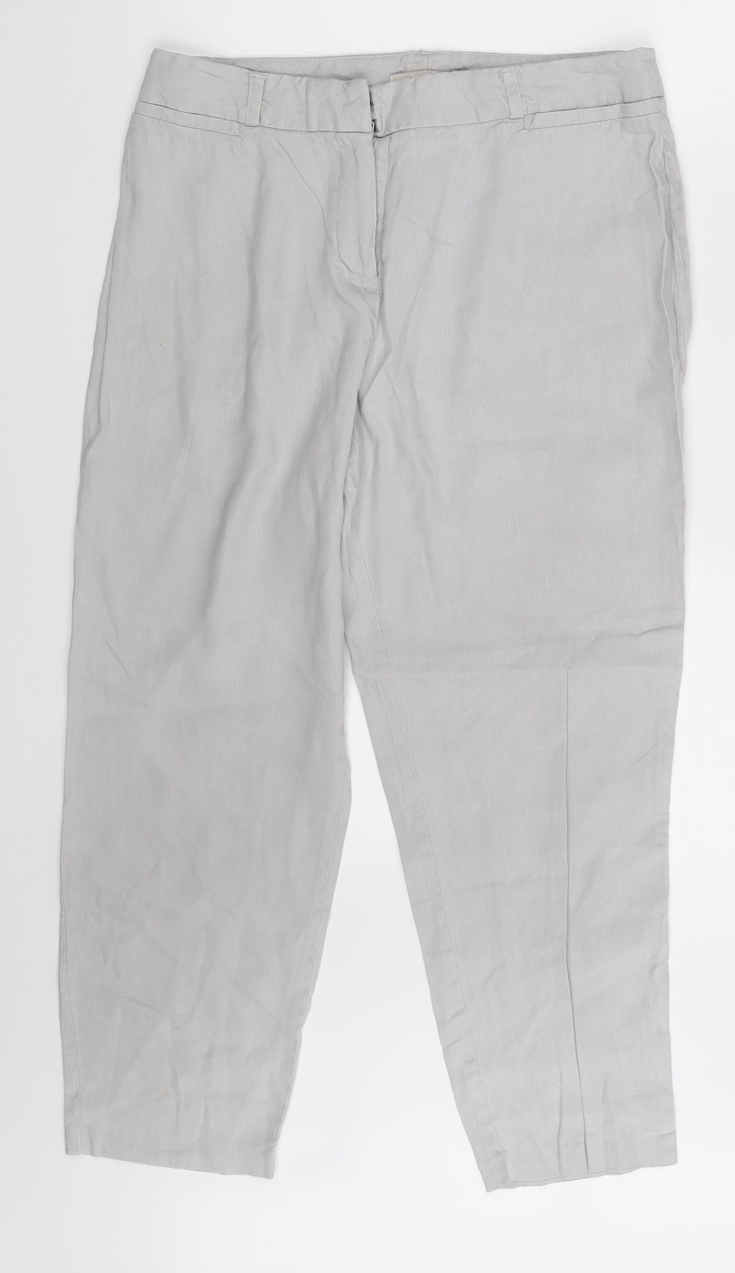 M&S Womens Grey   Cropped Trousers Size 12 L24 in