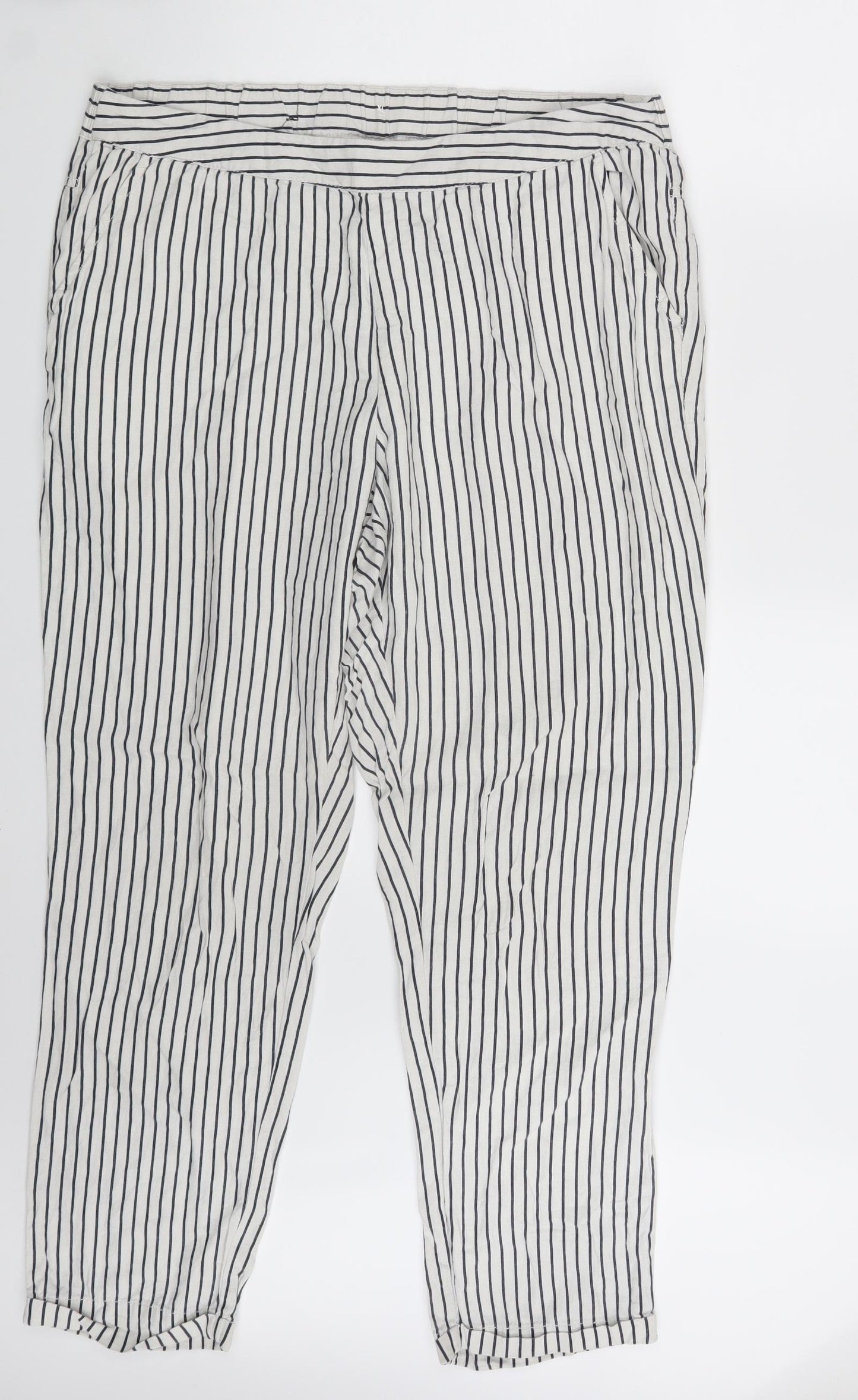Takko Fashion Womens White Striped  Sweatpants Trousers Size 36 in L29 in