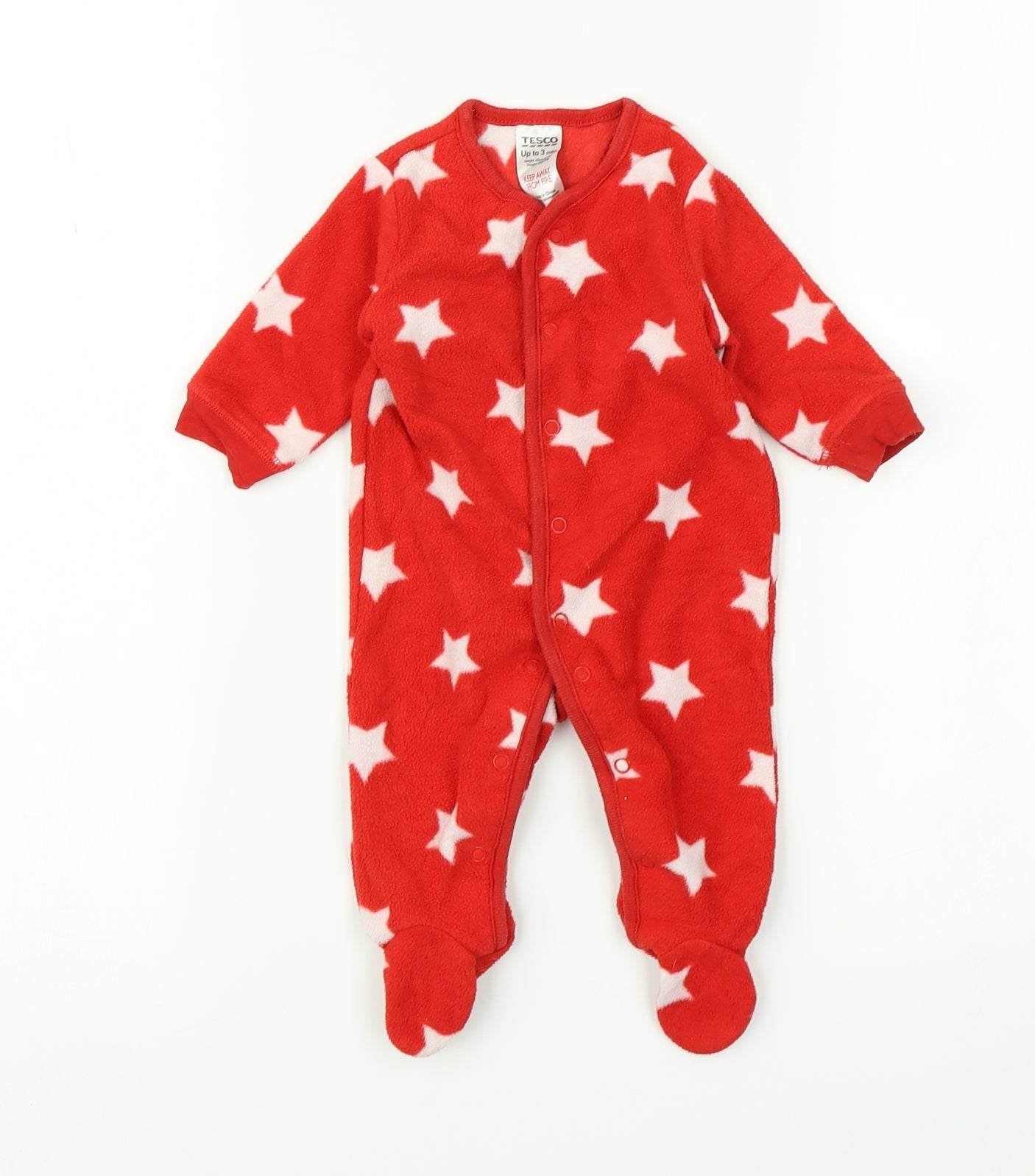 Tesco Baby Red Spotted  Capri Bodysuit Size 0-3 Months  - Star Print
