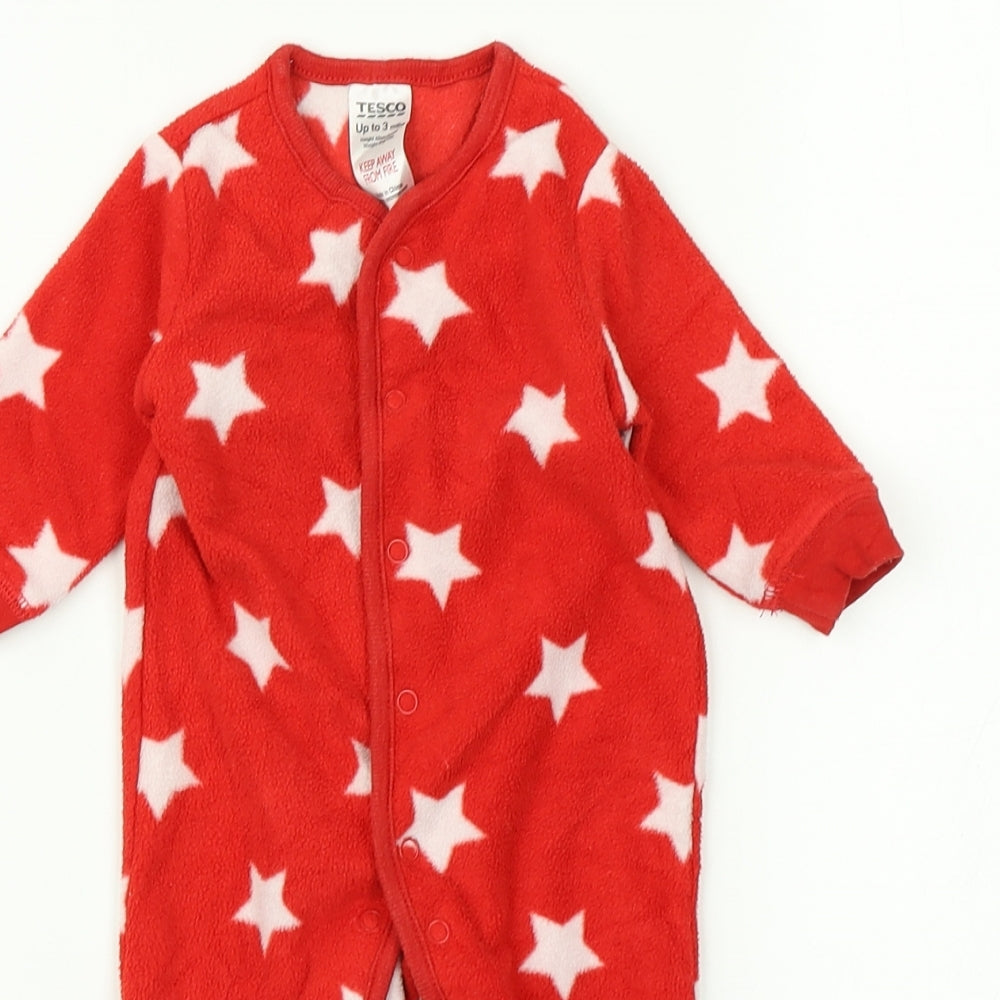 Tesco Baby Red Spotted  Capri Bodysuit Size 0-3 Months  - Star Print