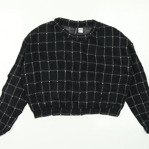 Divided Womens Black Check  Cropped T-Shirt Size S