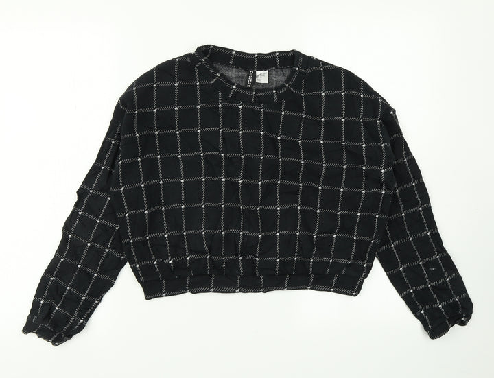 Divided Womens Black Check Cropped T-Shirt Size S