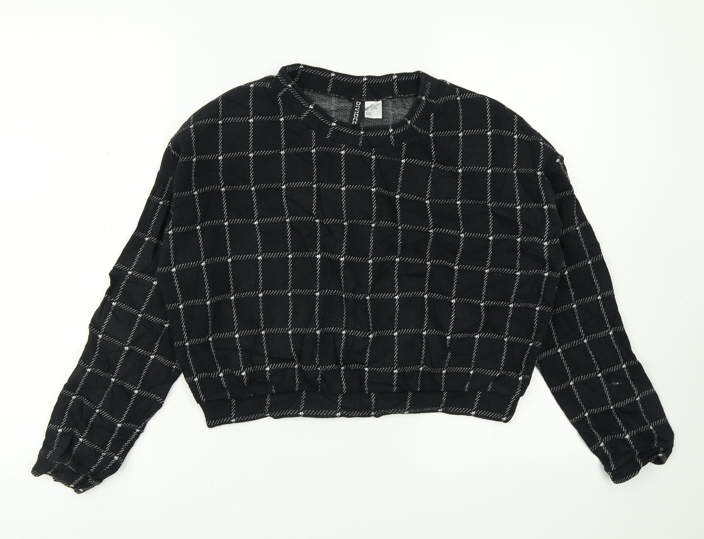 Divided Womens Black Check  Cropped T-Shirt Size S