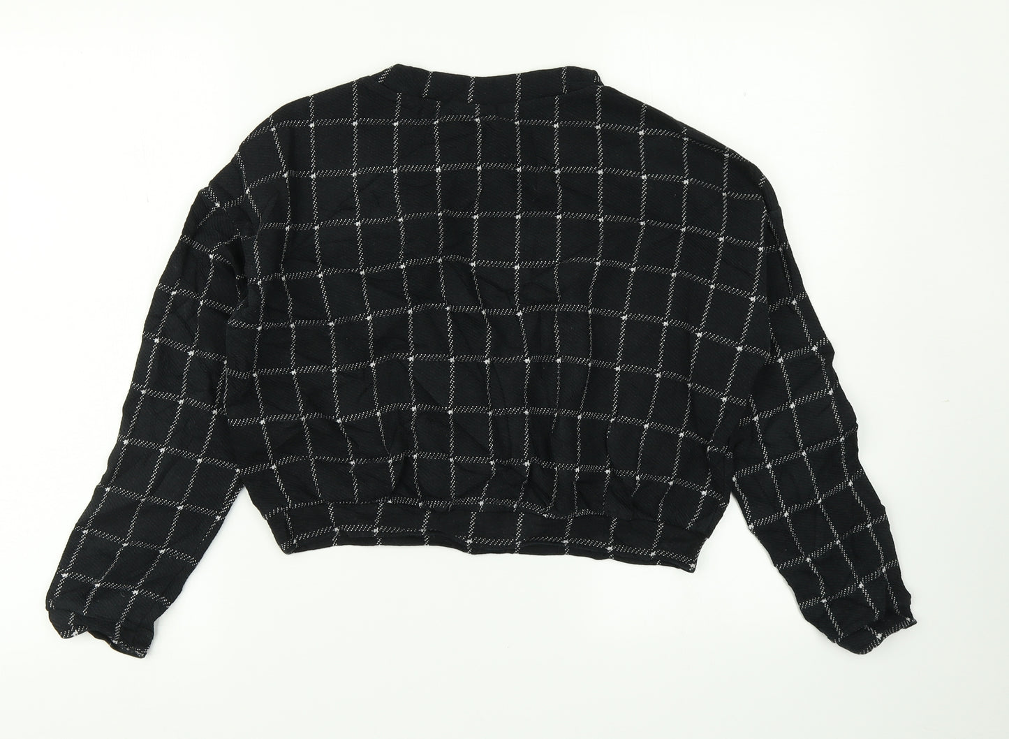 Divided Womens Black Check  Cropped T-Shirt Size S