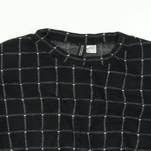 Divided Womens Black Check  Cropped T-Shirt Size S
