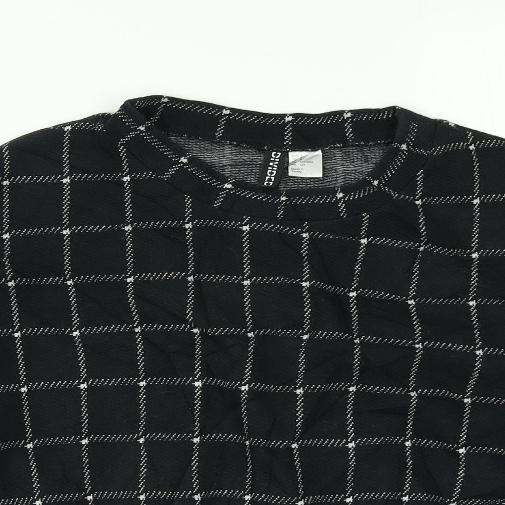 Divided Womens Black Check  Cropped T-Shirt Size S
