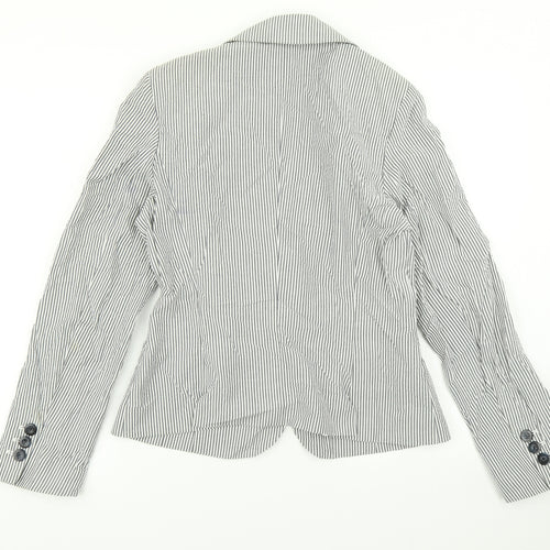 Elegance Womens Grey Striped  Jacket Blazer Size 10