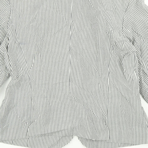 Elegance Womens Grey Striped  Jacket Blazer Size 10