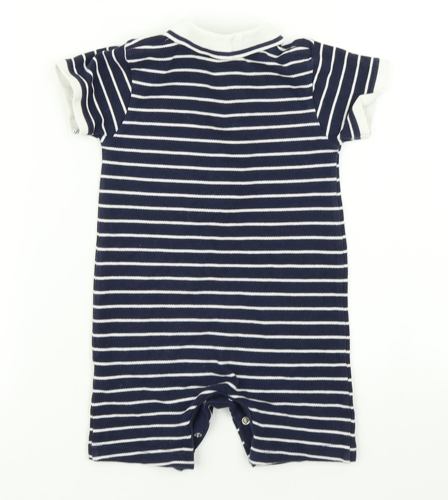Little Nutmeg Boys Blue Striped  Romper One-Piece Size 12-18 Months