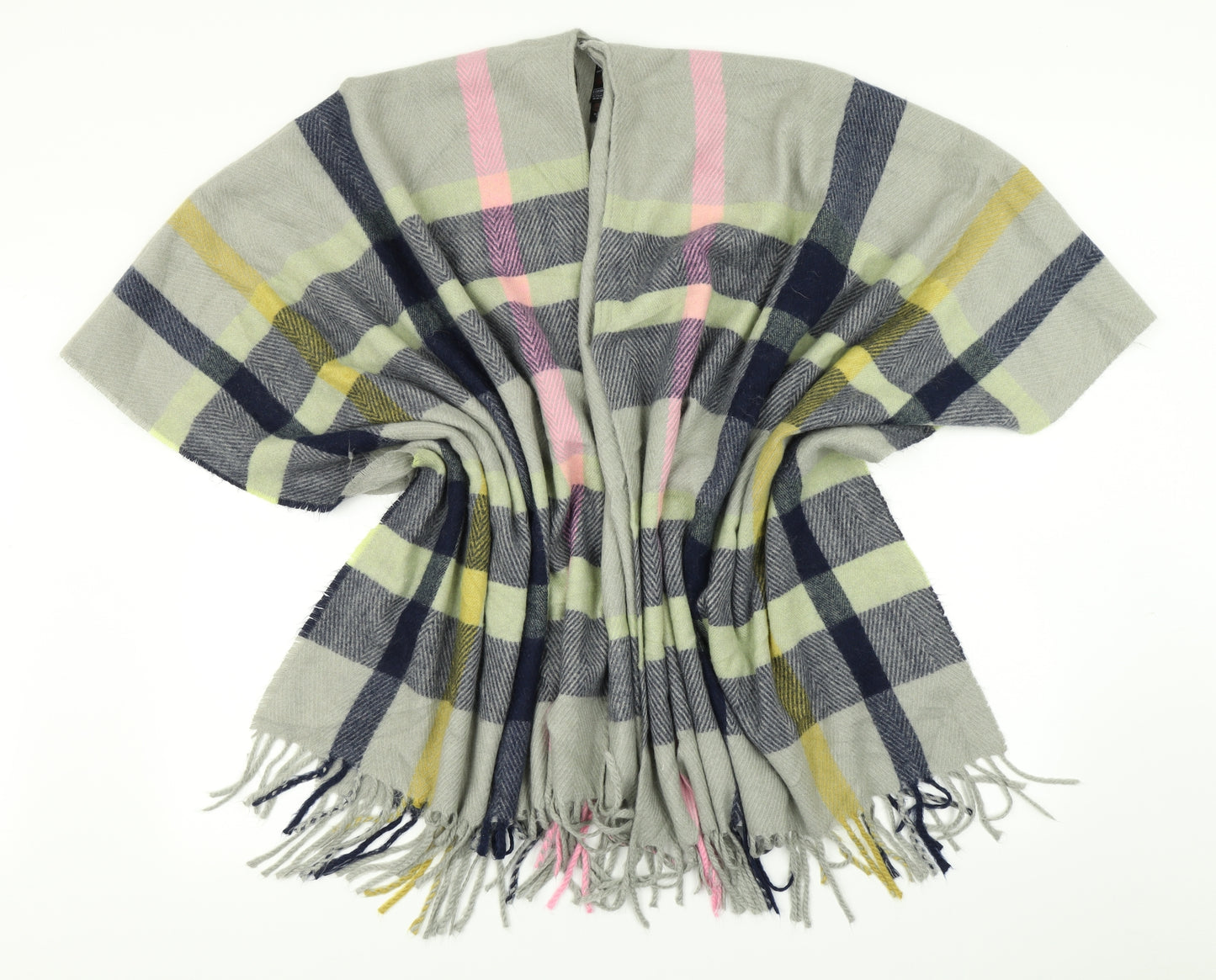 M&S Womens Grey Plaid  Cape Jumper One Size