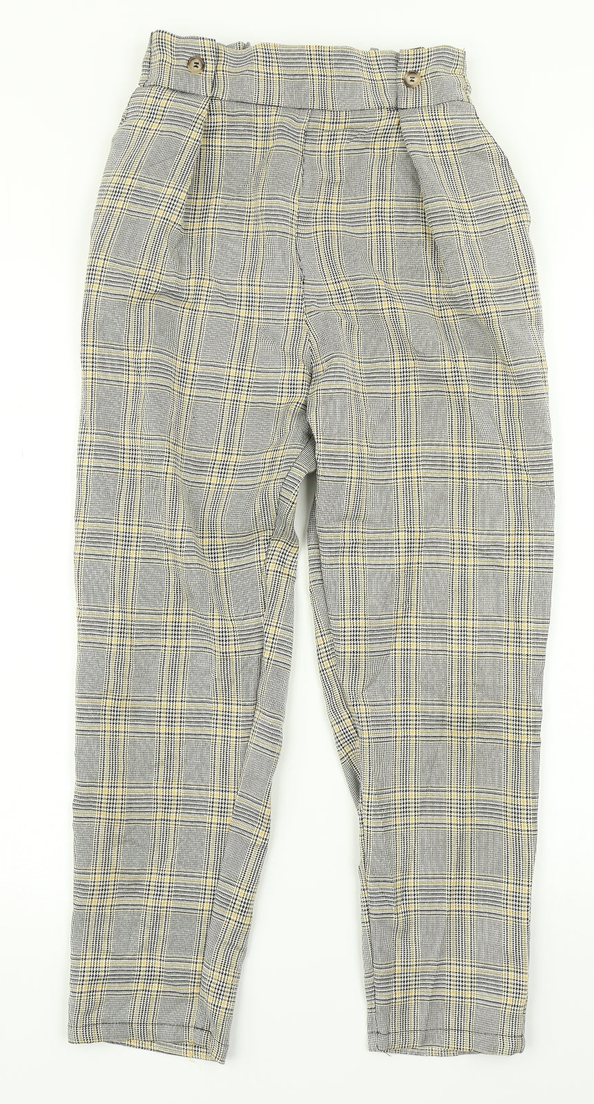 Pull & Bear Womens Grey Plaid  Dress Pants Trousers Size S L24 in