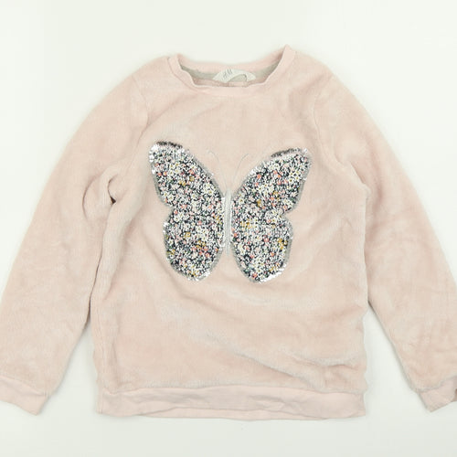 H&M Girls Pink   Pullover Sweatshirt Size 7-8 Years