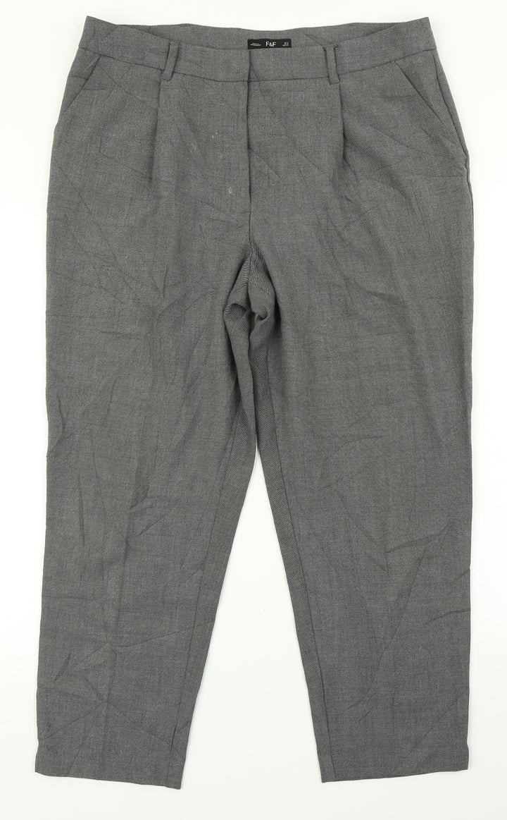 F&F Womens Grey Dress Pants Trousers Size 16 L24 in