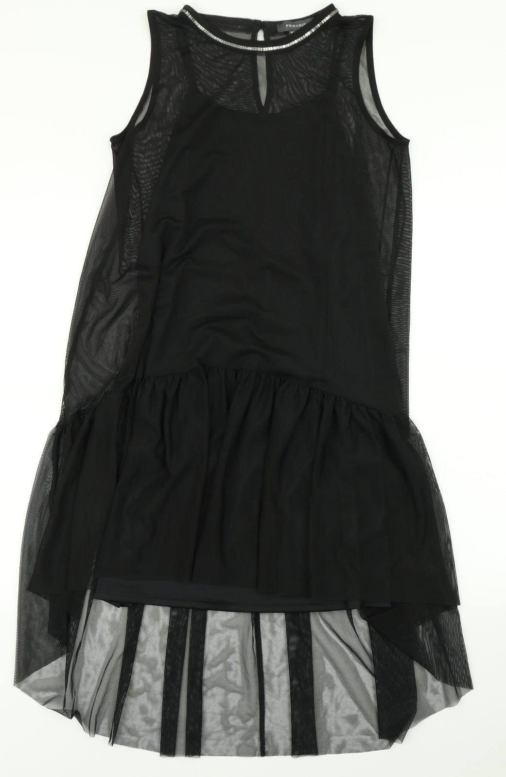 Primark Womens Black   A-Line  Size 12  - Sheer Overlay