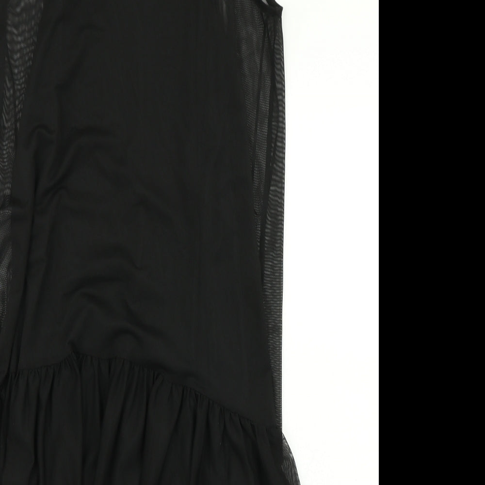 Primark Womens Black   A-Line  Size 12  - Sheer Overlay