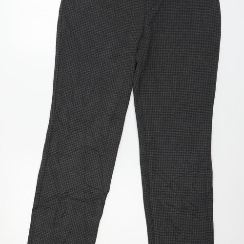 Marks and Spencer Womens Grey Houndstooth Jersey Trousers  Size 12 L29 in