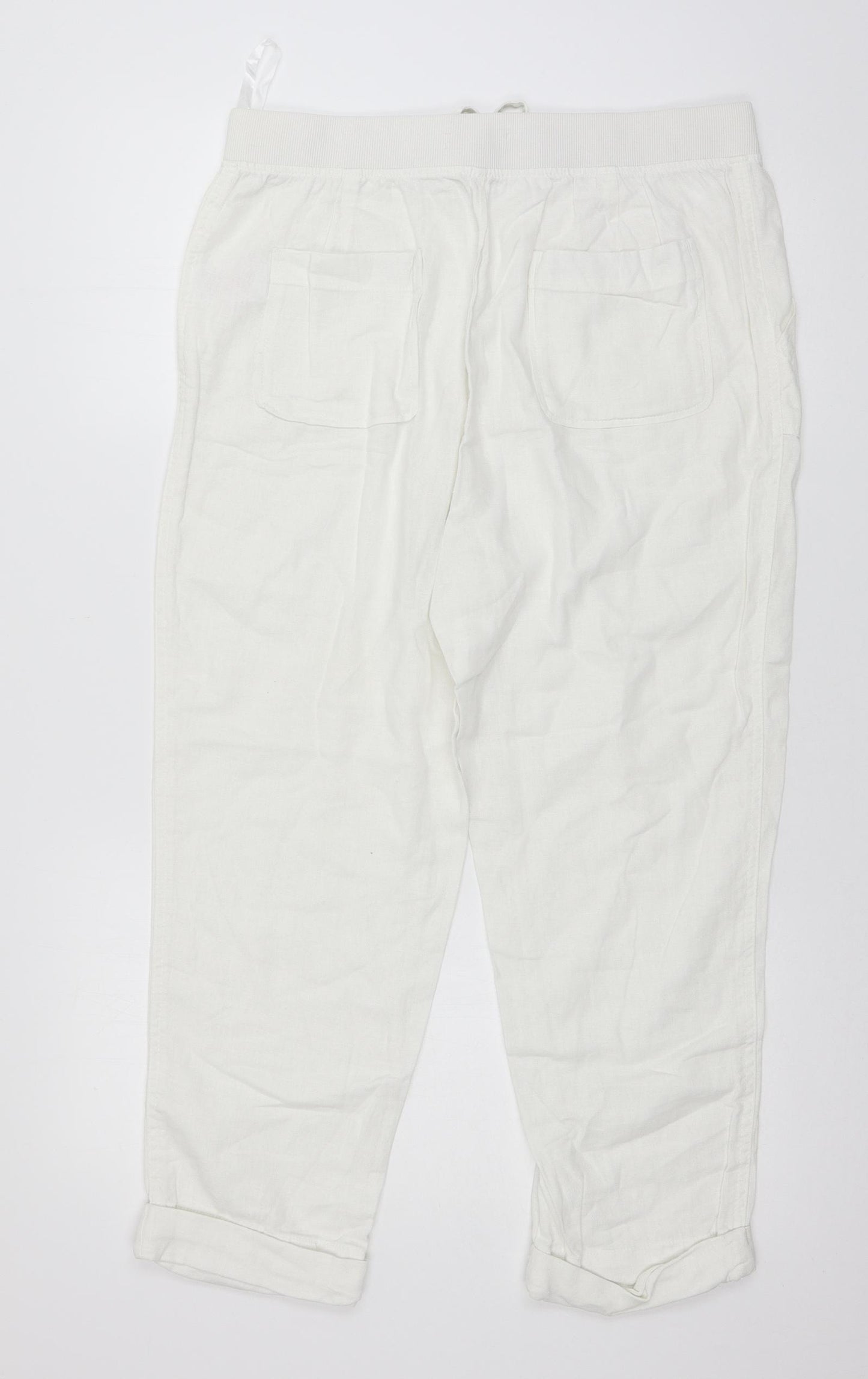 Peacocks Womens White   Trousers  Size 14 L24 in