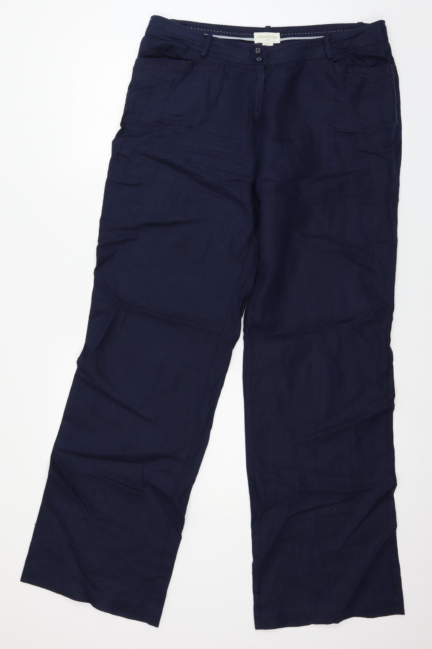 Monsoon Womens Blue   Trousers  Size 14 L33 in